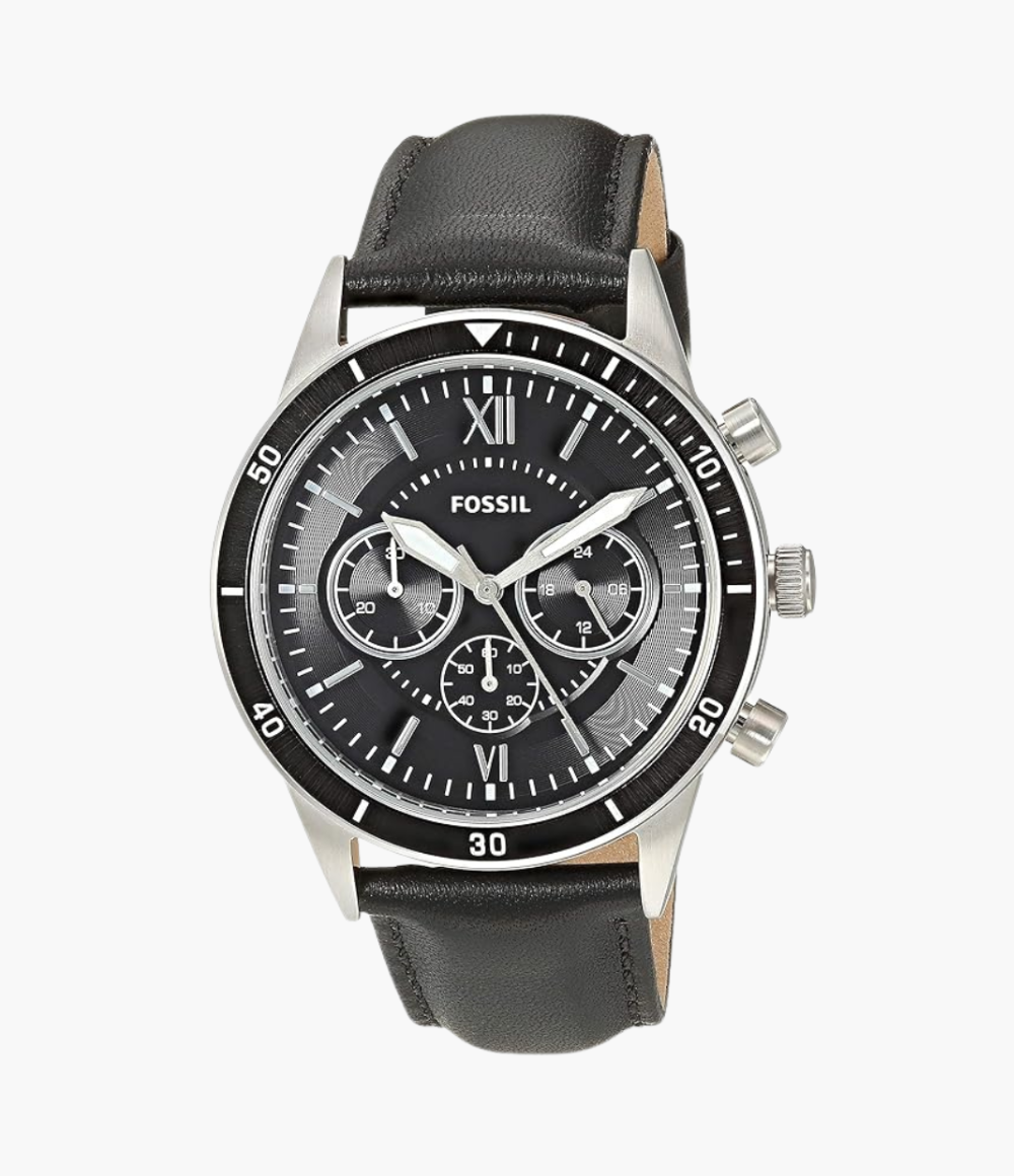 Fossil Black Leather BQ2228 Waqar Dada Watches