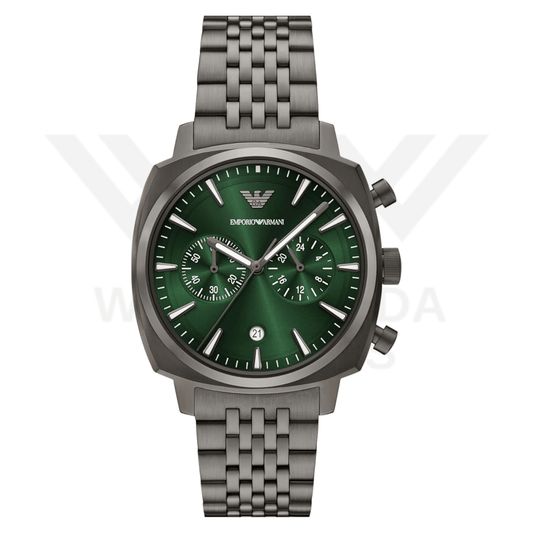 EMPORIO ARMANI CHRONOGRAPH GUNMETAL STAINLESS STEEL WATCH