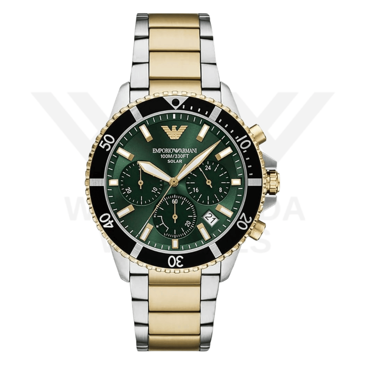 EMPORIO ARMANI WORLD EXPLORER SOLAR-POWERED DIVER-STYLE QUARTZ CHRONOGRAPH WATCH