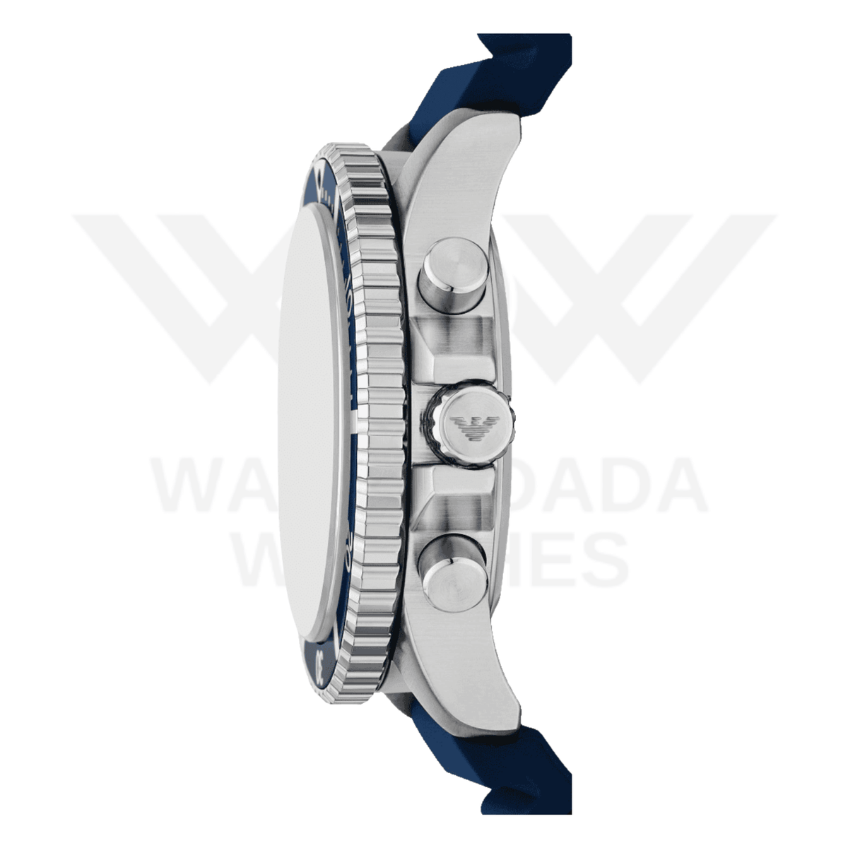 EMPORIO ARMANI WORLD EXPLORER SOLAR-POWERED CHRONOGRAPH BLUE SILICONE STRAP WATCH