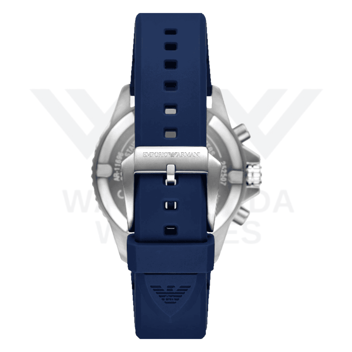 EMPORIO ARMANI WORLD EXPLORER SOLAR-POWERED CHRONOGRAPH BLUE SILICONE STRAP WATCH