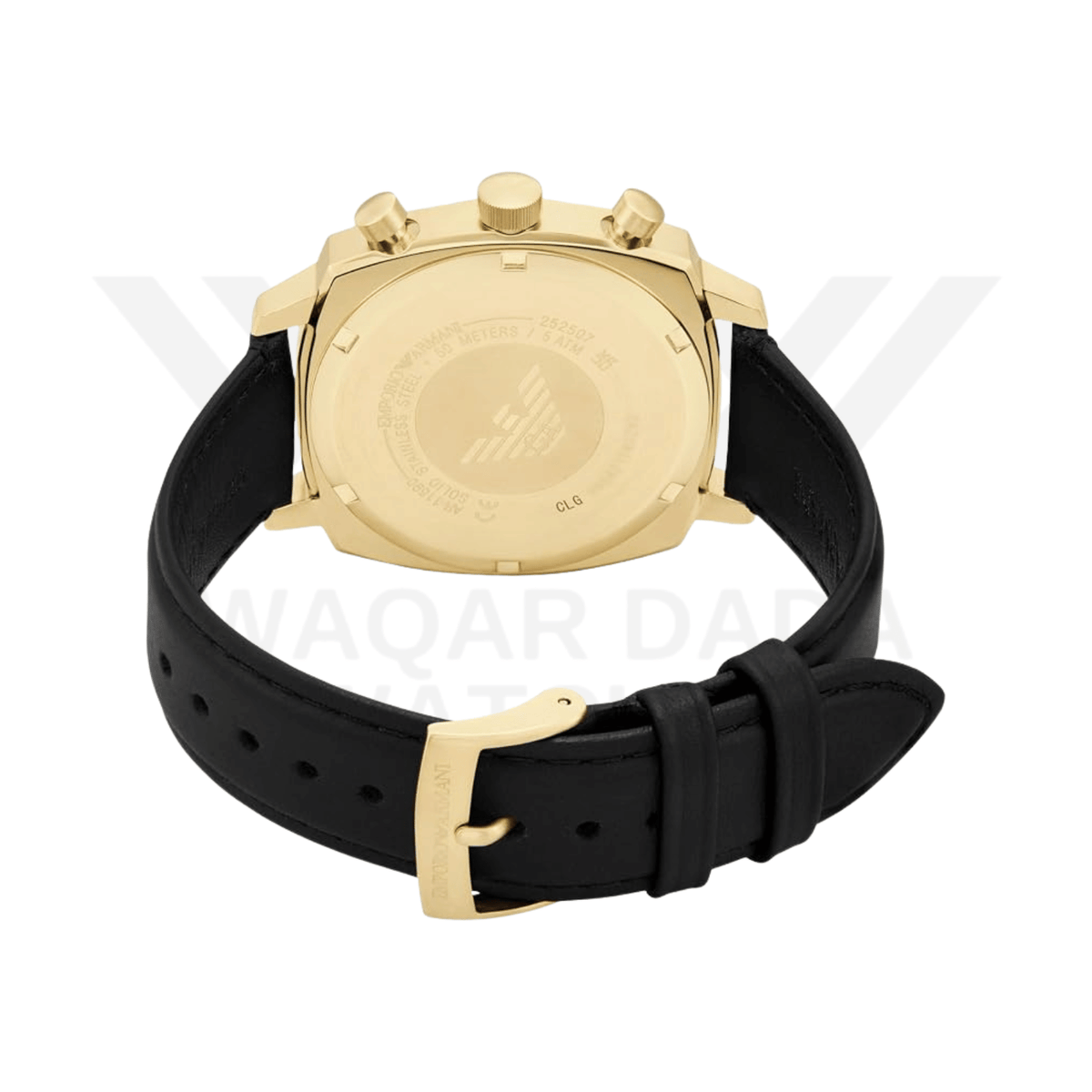 EMPORIO ARMANI CHRONOGRAPH BLACK LEATHER WATCH