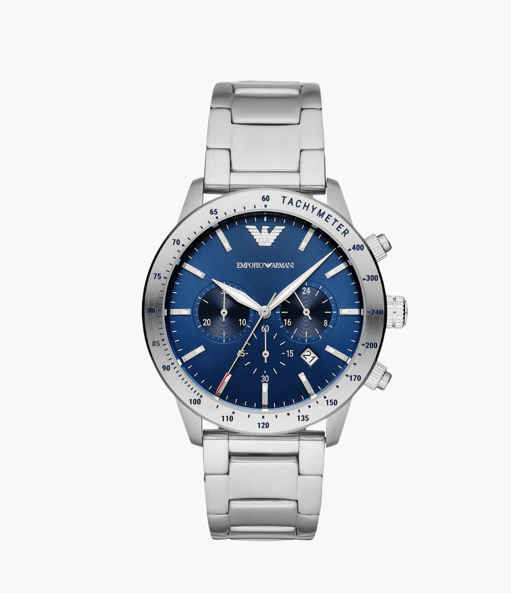 Emporio Armani Chronograph Blue Dial Men’s Wrist Watch With Date with stainless steel