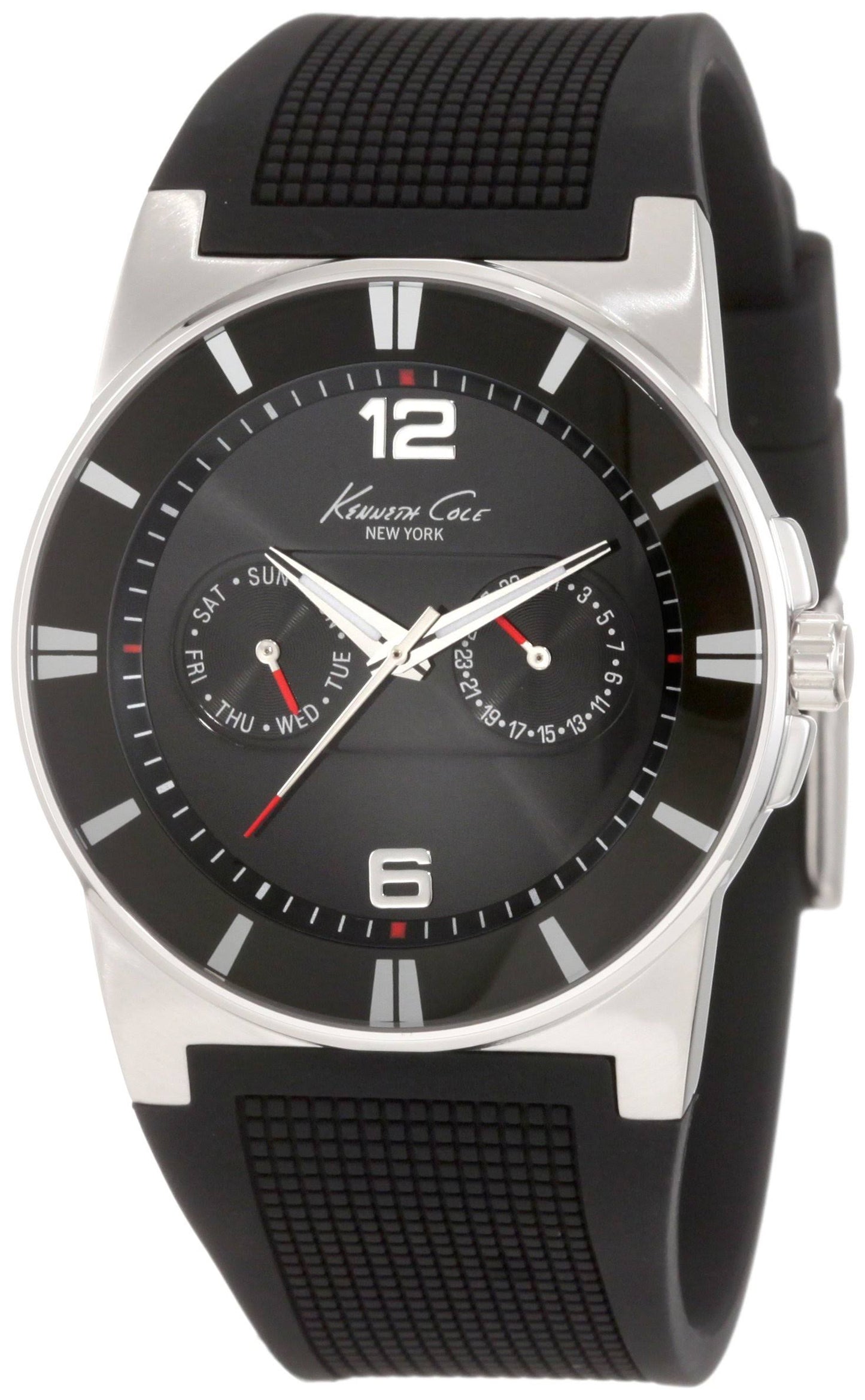 Kenneth Cole New York Men’s Black Silicone Strap Black Dial 40mm Watch KC1577